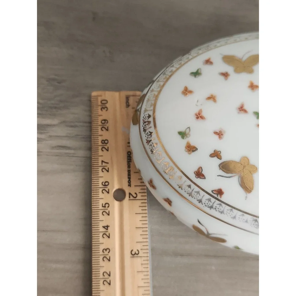 Vth Antq Ardalt Porcelain Butterflies Trinket Box Gold Handpainted Oval Gift